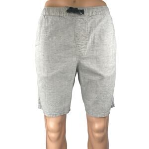 Bullhead Men's Gray Linen Chambray Skinny Fit Elastic Drawstring Waist Shorts L